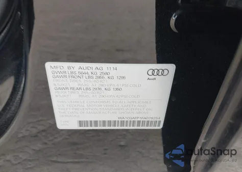 2015 Audi Sq5 3.0T Premium Plus из США, поврежденный, VIN WA1CGAFP1FA078254